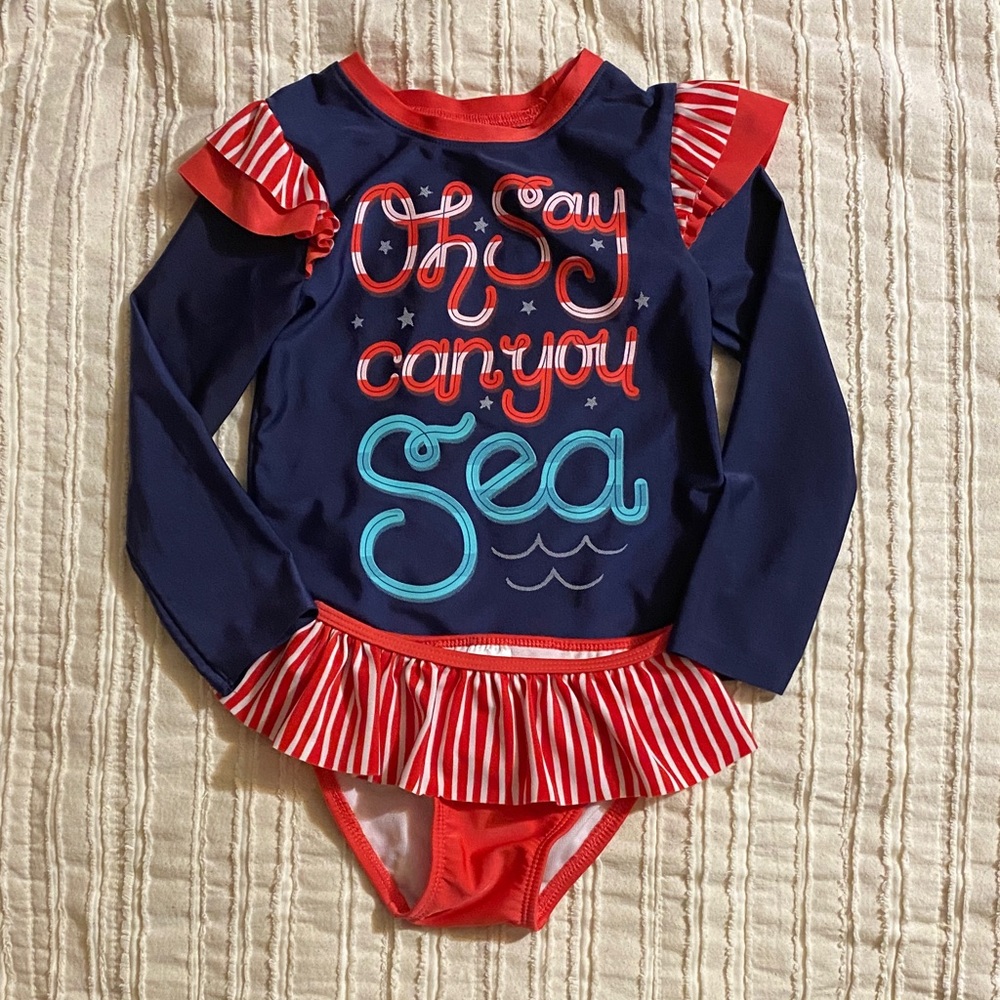 Cat & Jack Navy and Red Kids Rashguard Set